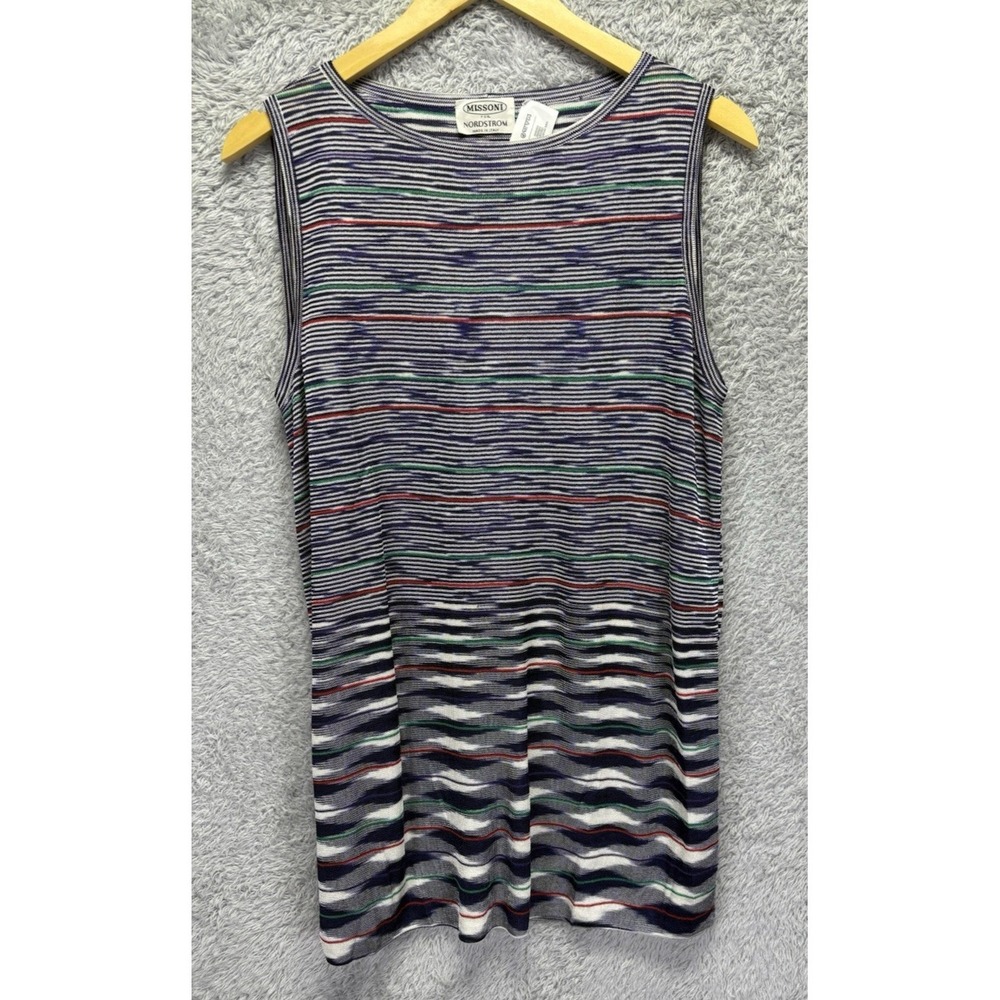 Missoni Womens Sleeveless Sweater Tank Top M/L Striped Textured Lightweight Knit